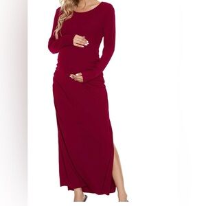Elegant Burgundy Maternity Dress